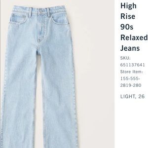 Aberocombie & fitch high rise relaxed 90’s jeans
